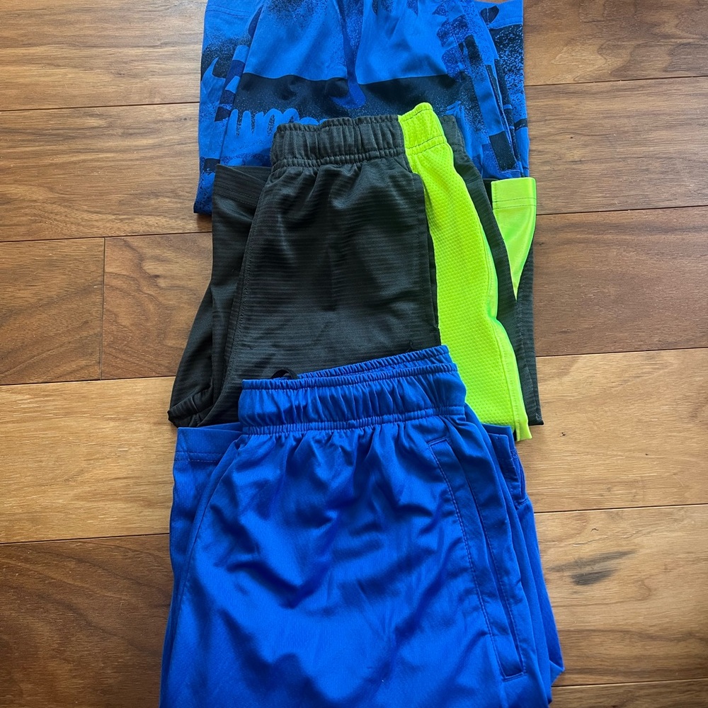 Nike Blue, Black, and Neon Green Athletic Shorts
